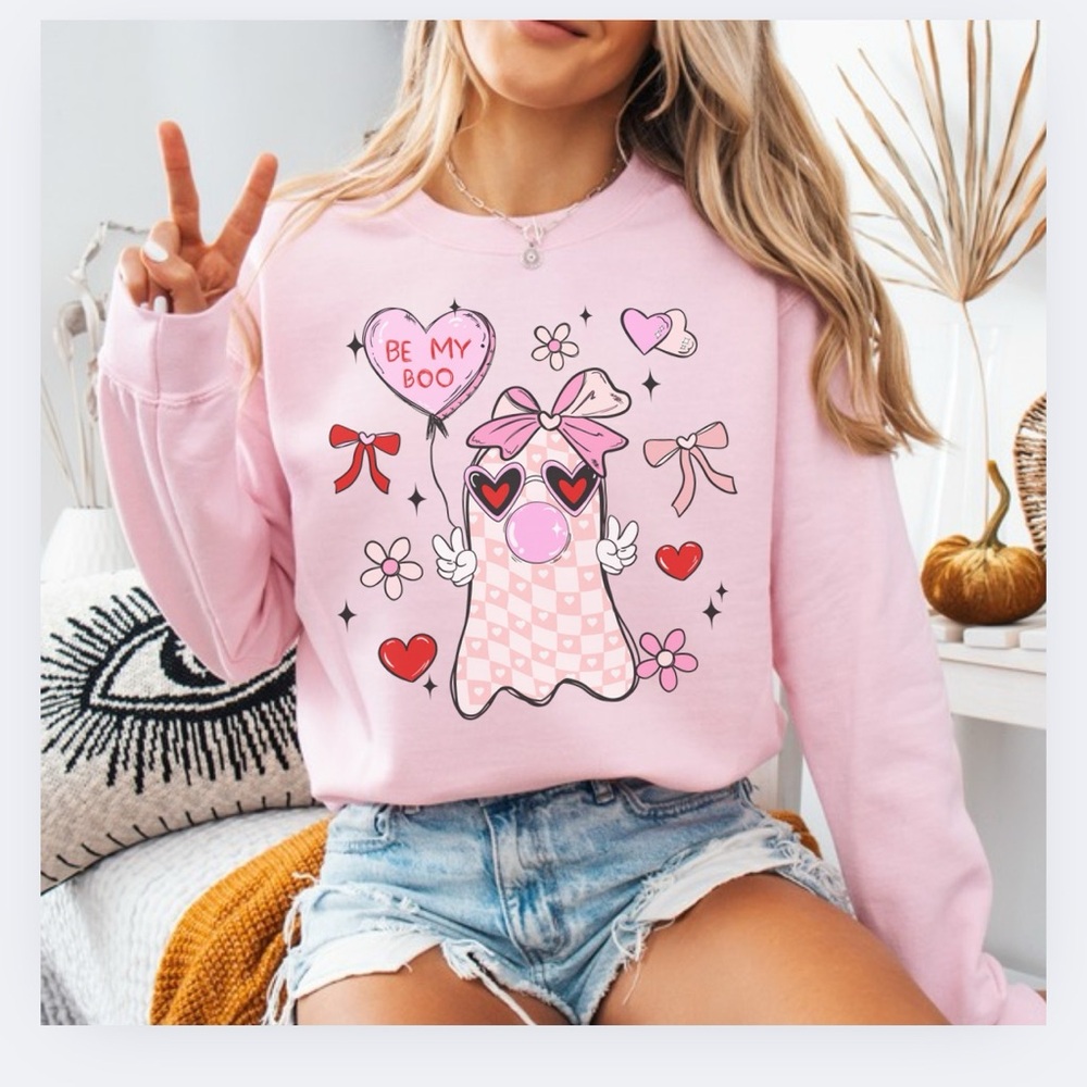 New Graphic “ Be My Boo Llama  ” Crew Neck Long Sleeve Sweatshirt